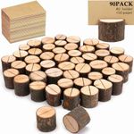 40 Pieces Rustic Wooden Place Card Holders with 50 Kraft Paper Cards Table Number Holders Photo Holder for Wedding Party Decoration, Photo Display