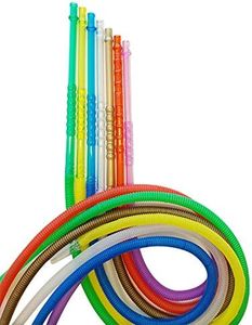 Premium Disposable Hookah Shisha Hose Hard Plastic Handle with Excellent Air Flow Sterile Washable Long Handle 70 Inches Long 2 Pack Random Color