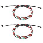 hnhesn 2 Pack Palestine Style Handmade Bracelets Adjustable Palestinian Gaza Flag Rope Wrap Bangles String Thread Wristbands for Men Women