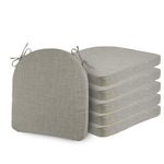 ELFJOY Set of 6 Chair Cushions for Dining Chairs Non Slip Seat Cushion with Ties and Machine Washable Cover Foam Kitchen Chair Pads Indoor 17x17x2 inches Grey