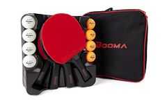 BOOMA Ping Pong Paddle Set | 4 Table Tennis Rackets | 8 3-Star Ping Pong Balls | Storage Case | Table Tennis Paddles & Game Accessories | ITTF Approved Rubber for Tournament Play