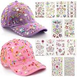 Gifts for Girls 4 5 6 7 8 9 10 12 Years Old, Decorate Your Own Baseball Cap with 12 Sheets Gems Stickers, Art & Crafts Kit for Kids, Fun Creative DIY Toys for Kids Girls