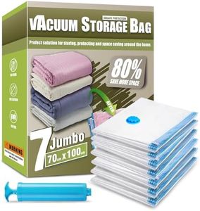 Space Saver Bags, Pack of 7 Jumbo Vacuum Storage Bags, Compressed Sealer Bags Storage for Clothes, Comforters, Beddings and Blankets with Hand Pump
