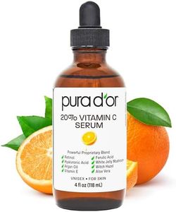PURA D'OR 20% Vitamin C Serum (4oz BEST VALUE) Hyaluronic Acid Retinol Maximum Strength Formula, Most Complete Professional Grade Treatment For Face & Eyes, Dark Spots, Acne, Wrinkles, For Men & Women