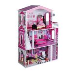 Large Wooden Play Doll House With Accessories & Furniture Role Play Doll House 4 Designs Christmas, Birthday Girls Gift (Design 4)