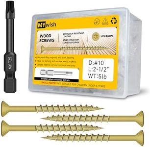 378Pcs Wood Screws #10 x 2-1/2" 5lb Box, Deck Screws 2 1/2 Inch, T25 Torx Drive Head, Outdoor Construction Screws, Rust Resistant, Epoxy Coated, Exterior 2 1/2 for Wood Working, Tan by Mywish