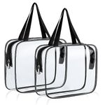 Clear Toiletries Bag, 2Pack PVC Waterproof Toiletries Carry Pouch, TSA Approved Travel Toiletry Bag with Zipper, Multi-Size Cosmetic Makeup Bags for Men, Women and Kids - Travel Business Trip