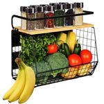 Magnetic Shelf for Refrigerator with Wood Lid, 1Set Fruit Potato & Onion Storage Bins, Pantry Organizers & Storage, Large Container Magnetic Spice Rack for Refrigerator, Kitchen Counter, Cabinet