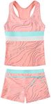 JerrisApparel Little Girls' Summer Two Piece Boyshort Tankini Kids Swimsuit, Orange F, 10-11 Years