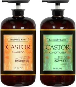 Essentially KateS Castor Oil Rosemary Mint Shampoo and Conditioner 16 Fl Oz Set, Pack of 2 - Helps Thicker and Healthy Looking Hair - Sulfate & Paraben Free