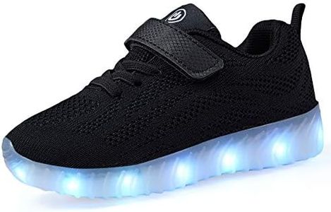 AoSiFu Kids Light Up Shoes Toddler Girls Boys Breathable Led Flashing Sneakers USB Charge, A-black, 7.5 Toddler