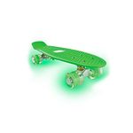 Kartium Mini Cruiser Skateboard 22 inch, Classic Retro Plastic Cruiser Complete Skateboard with ABEC 7 Bearings and PU Wheels Compact Board with Grippy, Molded Waffle Deck, Green