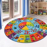 HEBE Kids Play Rug 4ft ABC Alphabet Numbers Shapes Educational Kid Area Rug Washable Baby Crawling Mat Non Slip Kid Play Mat Carpet for Girl Boy Bedroom Playroom