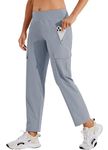 Willit Women's Cargo Hiking Pants Lightweight Travel Outdoor Track Pants Quick Dry Golf Pants Water Resistant Gray 8