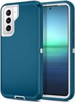 I-HONVA for Galaxy S21 5G Case Shockproof Dust/Drop Proof 3-Layer Full Body Protection [Without Screen Protector] Rugged Heavy Duty Durable Cover Case for Samsung Galaxy S21 5G 6.2",Turquoise/White