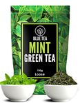 BLUE TEA - Mint Green Tea Whole Leaf - 100gm - 50 Cups || Diwali Gifts || SLIMMING BODY | Detox Tea - Flower Based - Herbal Tea - 100% Natural - No Preservatives - Non-GMO | Zipper Pack