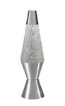 ADEPTNA Premium Large Retro 15 inch Bullet Design Glitter Lamp – Bright Soothing Motion Peaceful Glitter Lamp for Relaxation - Excellent Gift Idea for your Loved Ones on Xmas (Silver)