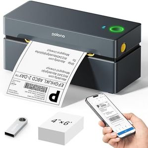 POLONO Bluetooth Thermal Shipping Label Printer, Wireless 4x6 Shipping Label Printer for Small Business, Support iOS, Android, Windows and Mac, Compatible with Amazon, Ebay, Shopify, Etsy, USPS (Grey)