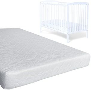 iSTYLE MODE BETTER HOME CHOICE Baby Toddler Cot Bed Fully Breathable Foam Mattress & Waterproof Zipped Removable Washable Cover, Anti Allergy, White (120 x 60 x 7.5 cm)