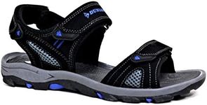 DUNLOP New Men's Sports Beach Trekking Walking Hiking Hook & Loop Summer Sandals Sizes 7-12 (Black/Blue., Numeric_11)