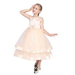 Sunny Fashion Girls Dress Sleeveless Champagne Ball Gown Wedding Party Pageant Size 12 Years