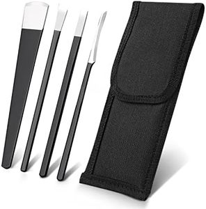 4 PCS Pedicure Knife Set Stainless Steel Ingrown Toenail Knife Correction Foot Scraper Clipper Pedicure Nail Remover Kit with Storage Bag for Calluses Beauty Salon Home Use Foot Care - Black