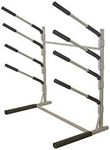 Freestanding 4+1 Tier SUP and Paddleboard Storage Rack - with Adjustable Cradle Arms Freestanding Kayak Storage Rack with Tool-Free Assembly Rack Shelf for SUPs Surfboards and Kayaks (Pepple Silver)