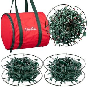 Christmas Light Storage Reel 3 Pack w Zippered Carrying Bag Case- 12" XL Heavy Duty Metal Construction for Xmas Holiday Tree Lights, Wind up Extension Cords, Garland- Holiday Decoration Organizer