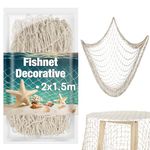 Sukh 1PC Fish Net Decorative - Fish Net Decorations Decorative Netting Nautical Fishnet Table Runner Nets Netting Fishnet Ocean Party Decor Decoration Decorative Fishing Rope Netting Decorations