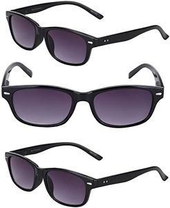 Mass Vision 'The Intellect' 3 Pair of Unisex Full Lens Reading Sunglasses with Spring Hinges (no bifocal), Black/Black, Small