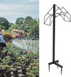 mosegor Freestanding Garden Hose Holder Hose Hanger Stand Storage Hose Organiser Water Hose Holder Stand Black for Outside Lawn Yard (Hose not Included)