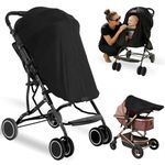PewinGo Universal Stroller Sun Shade Cover, UPF50+ Blocks 99% UV Rays, Zipper Design Baby Sleep Shield, Breathable Double Layer, Insect & Wind Protection for Pram, Pushchair, Buggy & Travel Stroller