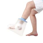 EVERCRYO Waterproof Adult Ankle Cast Cover for Shower, Bath - Reusable Cast and Bandage Protector - Watertight Protection for Broken Foot, Ankle (Blue)