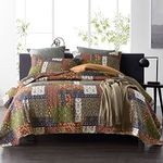 VISIMISI Cotton Bedspread Quilt Sets Reversible Coverlet Sets Comforters Vintage Bohemian Patchwork Bedspread (Brown, Queen Size)