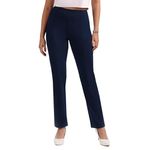 BlissClub Women Ultimate Straight Pants| Pintuck Design | No-Dig Waistband | Trousers for Women | 2 Zippered Pockets