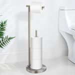 Free Standing Toilet Paper Holder Stand with Reserve, Bathroom Tissue Dispenser Paper Roll Storage Holder Stand for Jumbo Roll, Stainless Steel Rustproof Brushed Nickel, DECULTTR