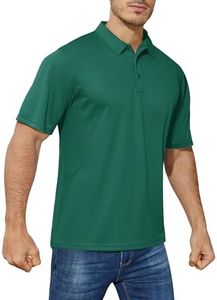 CRYSULLY Polo Shirts for Men Golf Shirt Short Sleeve Tactical Performance Polo T Shirts Dry Fit for Work, Fishing, Hiking Emerald Green 3XL