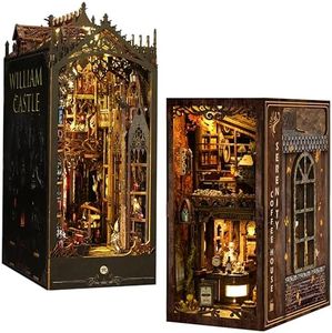 ISSEVE Book Nook Kit, Coffee House and Gothic Castle Bundles DIY Miniature Dollhouse Booknook Kit