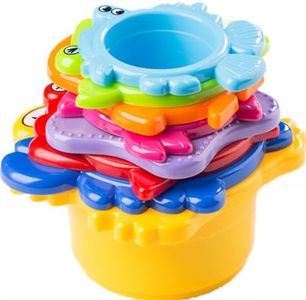 Stacking Cups Set for Babies and Toddlers - 8 sea Animals to Play in Sand & Water - Bath Toys - Educational Multicolored Beach Toy for Boys and Girls 100% Safe - BPA Free