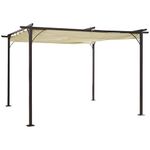 Outsunny 11.5' x 11.5' Outdoor Pergola,Sun Shade Gazebo with Square Retractable Canopy for Garden, Deck, Lawn, Backyard, Beige