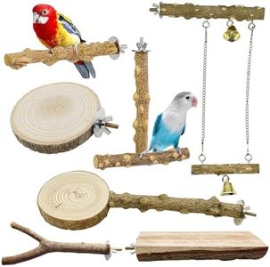 Allazone 7 Pz Perchas para Pájaros, Perca de Pájaro de Madera Natural, Juguetes para Periquitos, Accesorio para Jaulas de Pájaros para Cacatúas Agapornis