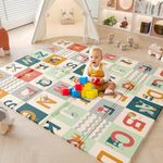 Dripex Baby Play Mat, 177×148×1.5cm Large Foam Crawling Playmat, Extra Thick Folding Reversible Waterproof Non Toxic Portable Floor Mat with Letters and Numbers for Baby