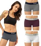 FREECULTR Women's Underwear Antibacterial Micromodal Airsoft Cult Waistband | Boy Short - Non-Itch, No Chafing, Sweat-Proof Comfort Size S Pack of 4-Ash Grey,Smoke Grey,Sangria Wine,Cloud White