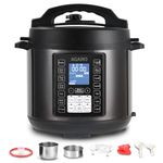 AGARO Imperial Electric Pressure Cooker, 6 litre, 14 Pre-Set multi Cooking Functions, Adjustable Pressure, Timer, Stainless Steel Pot, Pressure Cook, Slow Cook, Saute & More, Black, Outer Lid