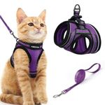 rabbitgoo Cat Harness and Leash, Step-in Escape Proof Kitten Harness Set, Soft Comfortable Cat Vest, Easy to Wear and Adjust, Reflective for Safe Outdoor Walking, Purple, Medium