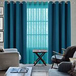 HOMEMONDE Door Blackout & Sheer Curtains - 7 Feet Screen Panels Set of 4 Living Room, Bedroom, Balcony Drapes Hang with Eyelets, (Blue 84 Inches)