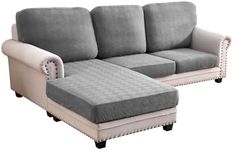 Deep Dream Sectional Couch Covers 6 Pieces, Stretch Couch Cushion Covers, L Shaped Washable Sofa Covers for Left/Right Sectional Sofa (3 Backrest Cover + 2 Seater + 1 Chaise, Dark Grey)