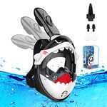 Urmaxs Snorkel Mask for Kids, 180° Panoramic View Full Face Diving Mask Free Breathing Snorkeling Mask, Safe, Anti-Fog, Anti-Leak Snorkel Set, Dry Top Swimming Mask gift for kids 4-12(Shark)