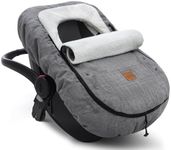 Bioby Winter Baby Car Seat Cover, Infant Car Seat Cover for Boy Girl, Roomy, Cozy, Warm, Waterproof Baby Carseat Covers Canopy with Thickened Fleece Lining and Magnetic Closure, Universal Fitted Gray