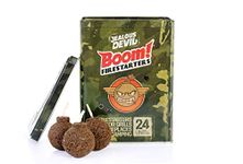 Jealous Devil Boom! Firestarters 24 Pack, 100% Natural Made from Coconut Fiber, No Smoke and Odorless, Waterproof, 20-Minute Long Burn for BBQ Lump Charcoal, Briquettes, Fireplace, Camping and More